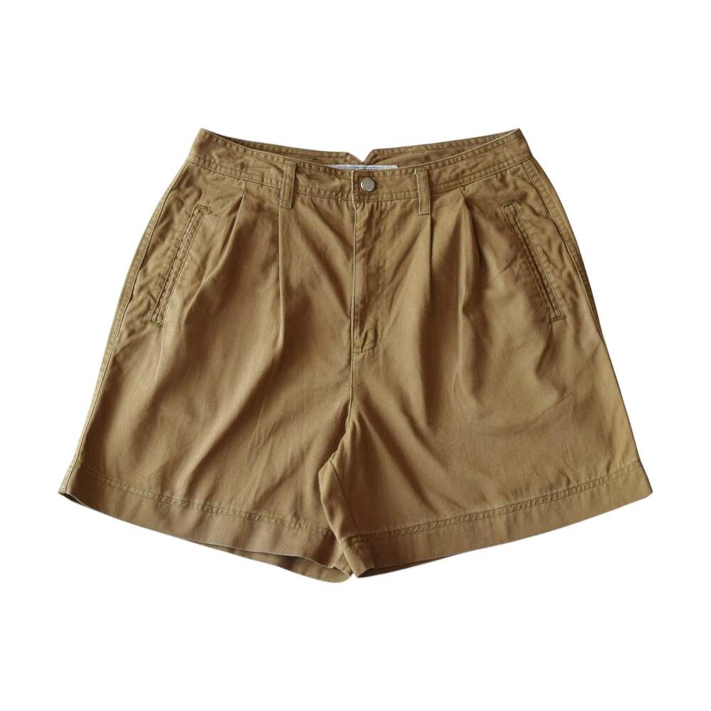 Vintage Khaki Denim Pleated Shorts Size 10, Gorpcore Outdoors Hiking